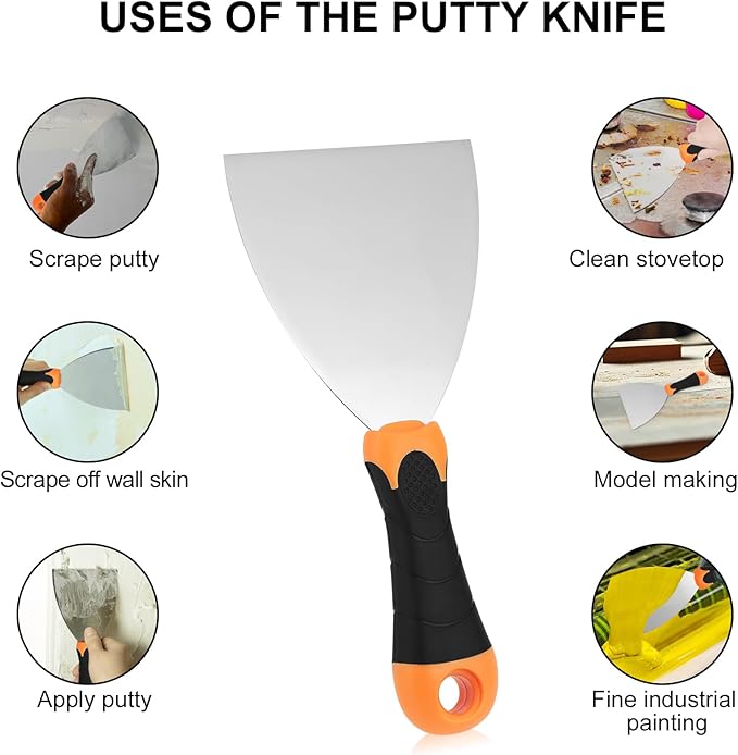 2-Piece Spackle Knife Set：4"，and 6" Professional Putty Knives - Paint Scraper and Drywall Tools for Wall Repair-WEGAZ