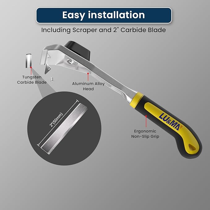 Heavy-Duty Paint Scraper Tool – 2.0-INCH Wide Tungsten Carbide Blade, Professional Grade Glue, Putty & Coating Remover with Comfort Non-Slip Ergonomic Handle