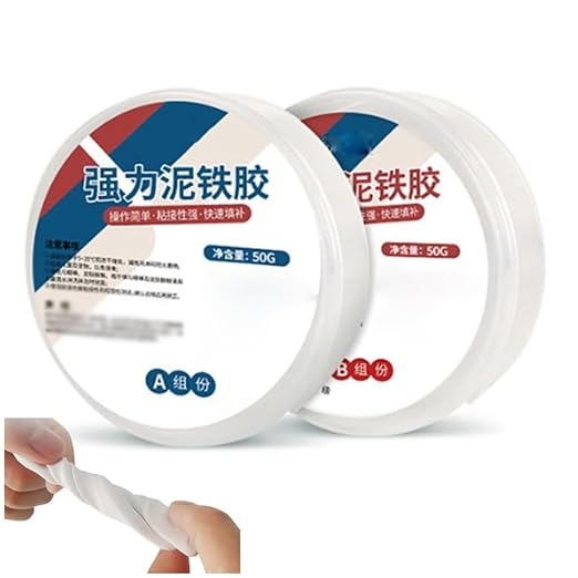 Heavy-Duty Iron Mud Adhesive for Repairs, Plastic Steel Repair Mud Iron Adhesive, Heavy Duty Waterproof Sealant Mastic for Metal Pipes, PVC Pipes, Wall Holes, Ceramics (White)