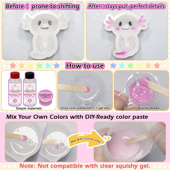 Taba Squishy Maker Big Axolotl Silicone Mold Gel Kits Pack