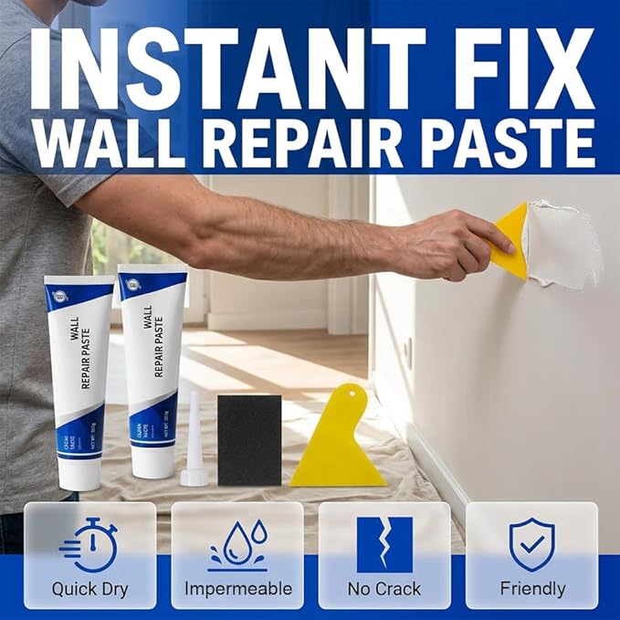 Efficient Drywall Repair Kit with Scraper, 2026 New Quick Drying Wall Mending Agent for Holes & Cracks for Holes, Cracks, Quick Easy Solution for Home Wall Efficient Patch Repair (1pc)