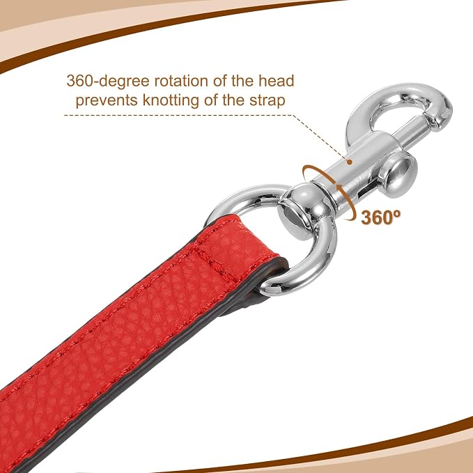 uxcell 25.59 Inch PU Leather Short Bag Strap with Clasp, Purse Handles Handbags Replacement Straps for Clutch Bag Underarm Bags, Red, Silver Buckle