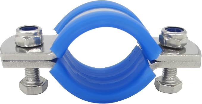 Stainless Steel Heavy Duty Flat Band Pipe Clamp with Rubber Cushion, Multipurpose Rigid Hose Clamp Bracket ID 32mm (1"), Pack of 4