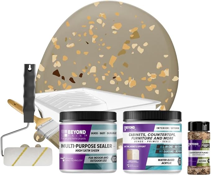 Beyond Paint Countertop Makeover Kit with Paint, Sealer, Flecks and Tools for Countertops, Pebble