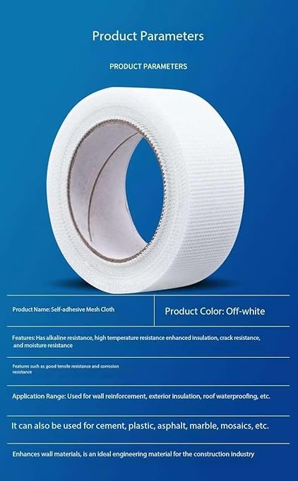 Fiberglass Drywall Joint Tape，Strong Self-Adhesive 100% Fiberglass Drywall Repair Tape for Wall Crack and Seam Patch,White (1.77inch x82feet)