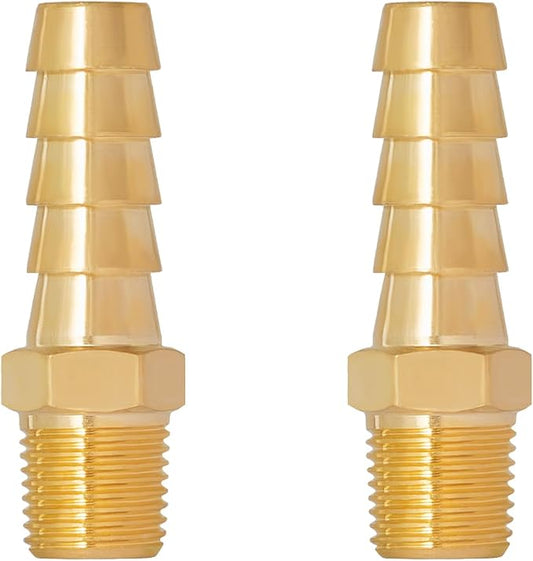 SUNGATOR Hose Barb Fittings 5/16 Inch Barb × 1/8 Inch NPT, Brass Air Hose Fittings, 5/16" to 1/8" NPT Male Air Line Repair Connector Kit, Brass Male Thread Pipe Adapter (2 Pack)