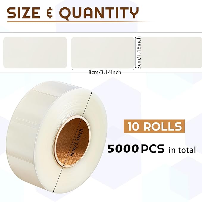 Zonon 2500 Pcs Label Protector Back to School Clear Labels Stickers Wafer Seals Waterproof Labels Library Supplies for Protecting Barcodes, Numbers and Stickers (3.15 x 1.18 Inch,Rectangle)