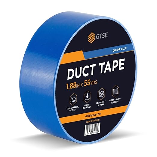 GTSE Blue Duct Tape, 2 Inches x 55 Yards (164 ft), Heavy Duty, Waterproof Repair Tape for Indoor or Outdoor Use, 1 Roll