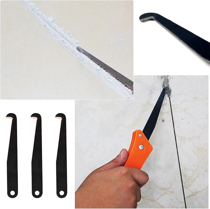 10 Pack Tile Grout Saw Blade Replacement Grout Remover Tool Angled Blade Parts for Grout Removal Tool Tile Caulk Remover Grout Scraper Rake Tile Joint Cleaning Knife Cleaner Caulk Removal Tools