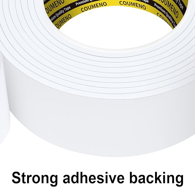Single-Sided Adhesive EVA Foam Tape 1inX10FT,White Foam Weather Stripping,Door Seal & Window Insulation Tape,Waterproof Sound Proof Seal Strip for Doors,Windows,Garage Door & Gap Sealing