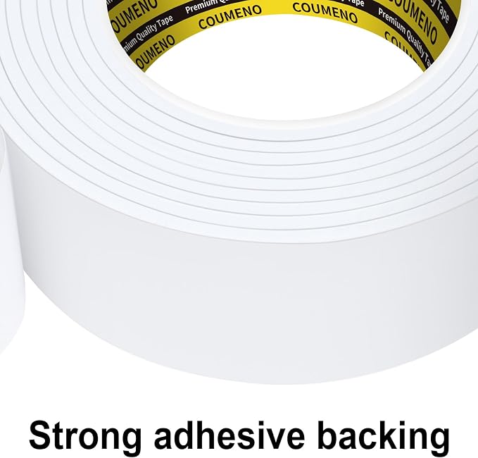 Single-Sided Adhesive EVA Foam Tape 2 Pack 1in x 10FT,White Foam Weather Stripping,Door Seal & Window Insulation Tape,Waterproof Sound Proof Seal Strip for Doors,Garage Door & Gap Sealing