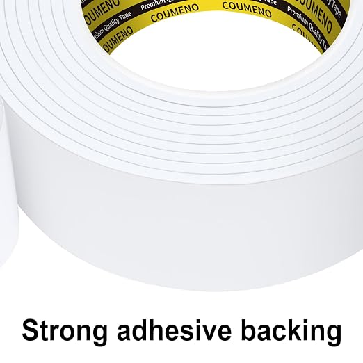 Single-Sided Adhesive EVA Foam Tape 1.8in x16.4FT,White Foam Weather Stripping,Door Seal & Window Insulation Tape,Waterproof Sound Proof Seal Strip for Doors,Windows,Garage Door & Gap Sealing