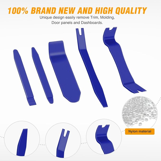 GOOACC 6PCS Auto Trim Removal Tool Kit No-Scratch Tool Kit for Car Audio Dash Panel Window Molding Fastener Remover Tool Kit-Blue