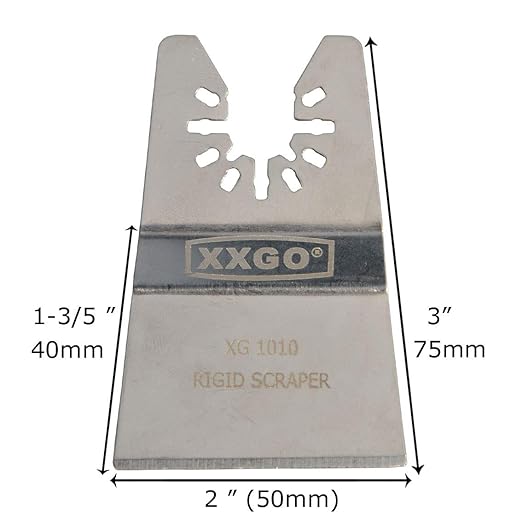 XXGO 2 Pcs Universal 2” Rigid Oscillating Tool Scraper Blades Compatible with Bosch Chicago Craftsman Dewalt Dremel Fein Harbor Freight Makita Milwaukee Porter Cable Ridgid Ryobi Rockwell XG1002