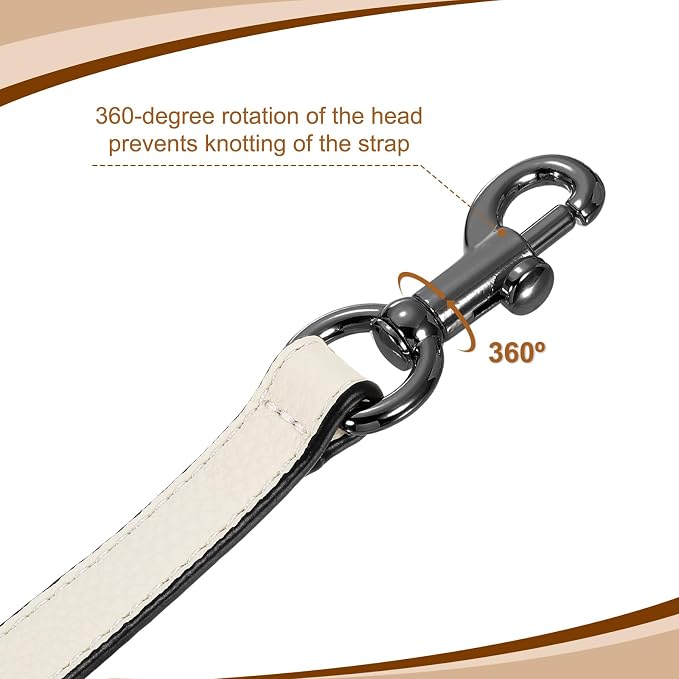 uxcell 25.59 Inch PU Leather Short Bag Strap with Clasp, Purse Handles Handbags Replacement Straps for Clutch Bag Underarm Bags, Beige, Grey Buckle