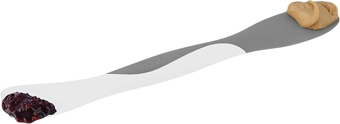 Tovolo Elements Scoop and Spread Large Dual End Silicone Sandwich Spreader Tool with Nylon Handle, BPA Free Dishwasher Safe Silicone and Nylon Tool for Spreading and Scooping, White and Charcoal Gray