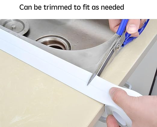 6 Rolls White Caulk Tape, Self Adhesive Waterproof Caulking Sealant Tape for Kitchen, Sink, Bathroom, Bathtub, Toilet Base, Countertop Edge Protector, Wall Floor with Sealing Tools (1.5" x 10.5Ft)