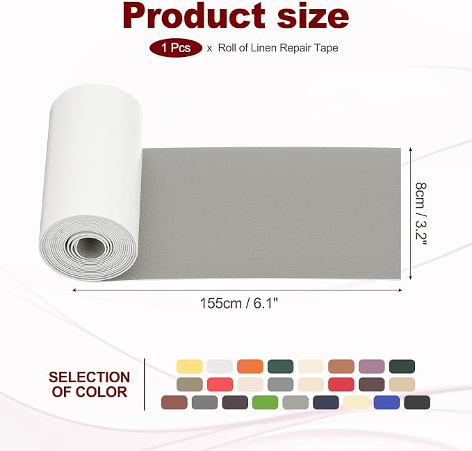 PATIKIL Leather Patches Tape for Furniture, 3.2 x 61 Inch Self Adhesive Vinyl Leather Repair Kit Cover Sheet for Couch, Sofa, Car Seats, Office Chair, Elegant Gray