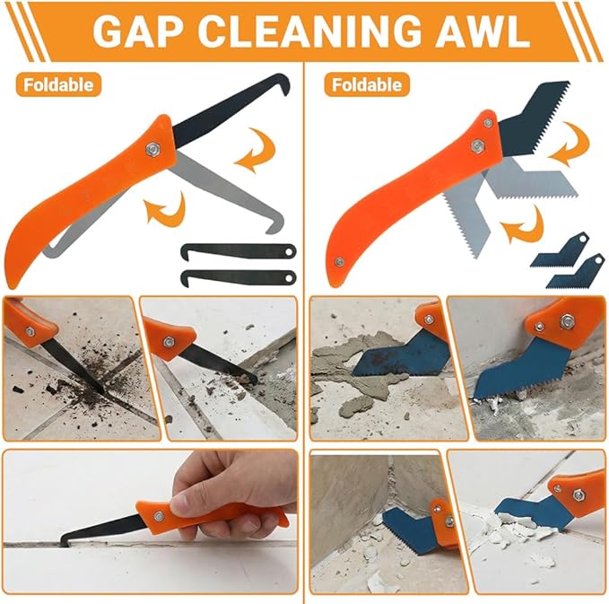 43 PCS Grout Removal Tool Kit, Tile & Sealant Remover Set with Grout Saw, Scrapers, Blades & Caulk Tools for Bathroom, Showers, Ideal for Tile Gap Cleaning and Repair