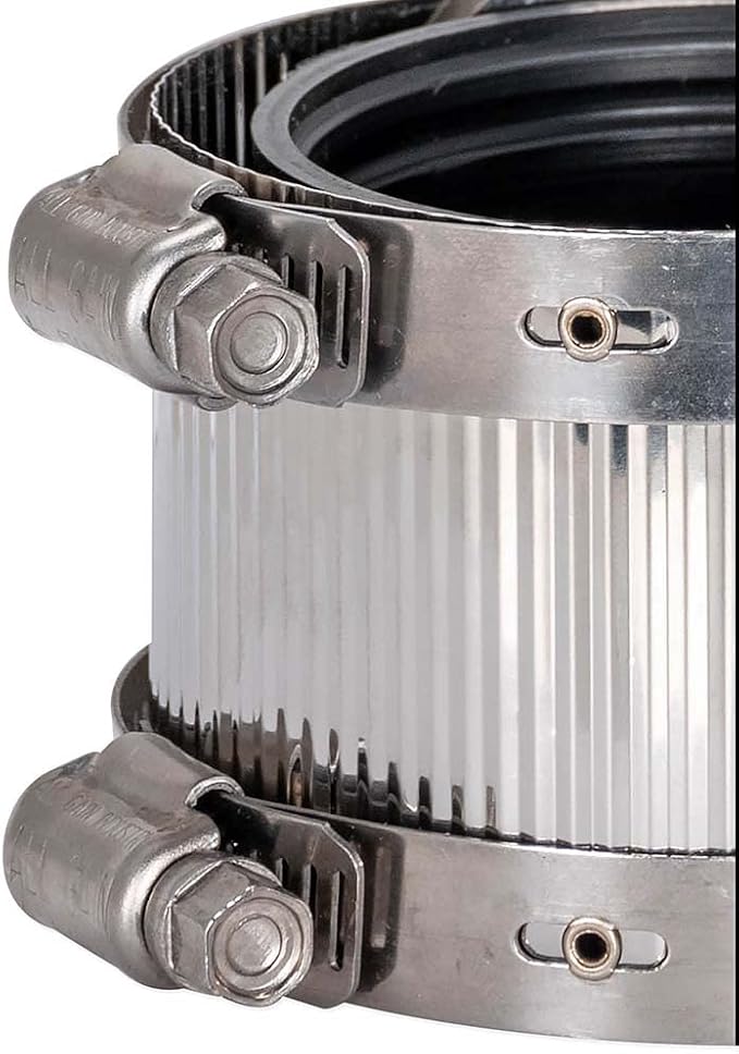 Eastman 2 Inch No-Hub Coupling with Stainless Steel Clamps, 43403