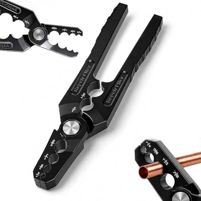 Manual Copper Tube Rounder, Flat Tube Repairer Pliers, Manual Copper Tubing Repair Tool with 6 Hole - for 1/4", 3/8", 1/2", 5/8", 3/4" 7/8" Aluminum Pipe