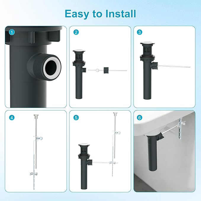 Hibbent 2 Pack Bathroom Sink Drain Assembly with Lift Rod, Lavatory Universal Pop Up Drain Stopper with Overflow for Bathroom Vanity Vessel Sink, Compatible with Moen, American Standard Hole, Chrome