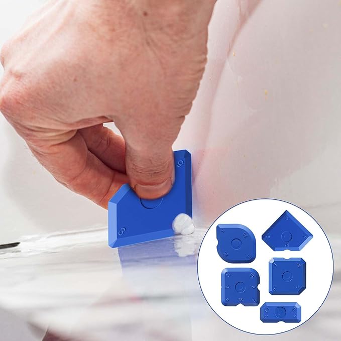 10 Pcs Silicone Caulking Tool Set, Silicone Sealant Finishing Tools, Caulk Remover Tool, Multi-Edge Sealant Applicator for Kitchen Bathroom Floor Window, Blue