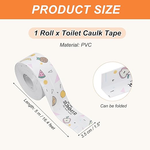 PATIKIL Caulk Tape Waterproof Self Adhesive, PVC Toilet Caulking Sealant Strip Bathtub Caulk Sealing Strip Tape for Bathroom Kitchen Countertop, Summer (1.5 Inch x 16.4 Ft)