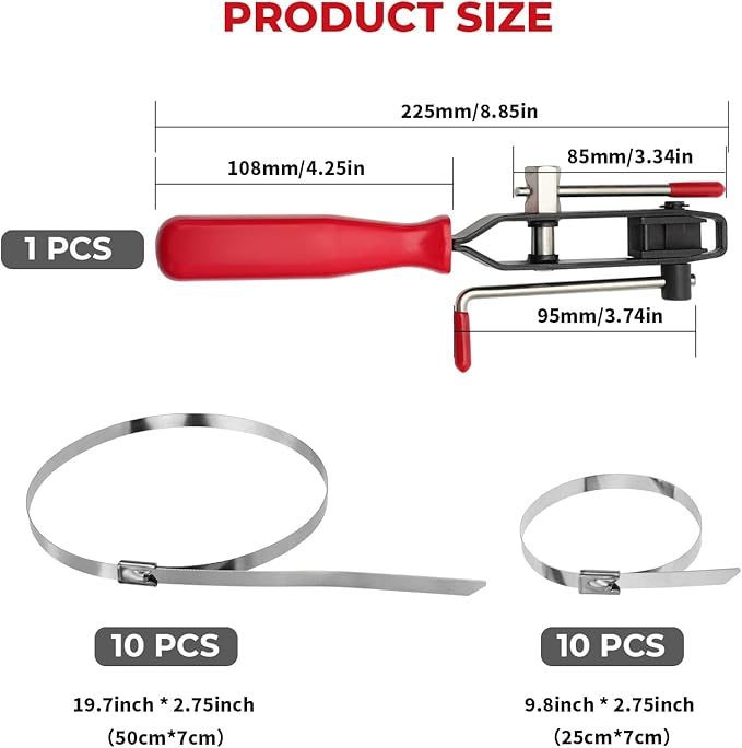 Auto/ATV CV Joint Banding Boot Axle Clamp Pliers with 20PCS Stainless Steel CV Joint Boot Band Clamps for Most Cars