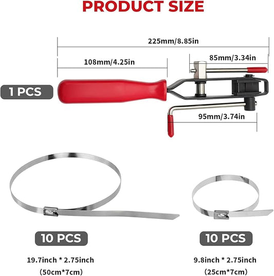 Auto/ATV CV Joint Banding Boot Axle Clamp Pliers with 20PCS Stainless Steel CV Joint Boot Band Clamps for Most Cars