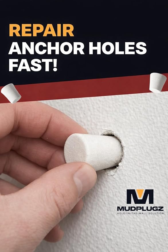 FIX Drywall Anchor Holes Fast - MudPlugz Drywall Hole Repair Kit - No Mesh - No Spackle - Professional Small Hole Wall Patch Kit - 36 Plugs - Reusable Prep Tool - Quick and Easy