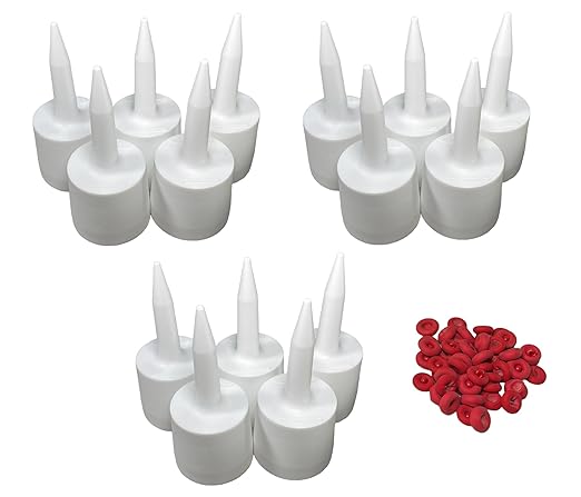 The Solution for Dried or Caulk Tubes (3 Packs of 5) with 50 Caulk Cap, Red Caulk Saving Cap, Caulk Cap Saver for Sealing & Preserving Open Caulking Tube Combo Pack