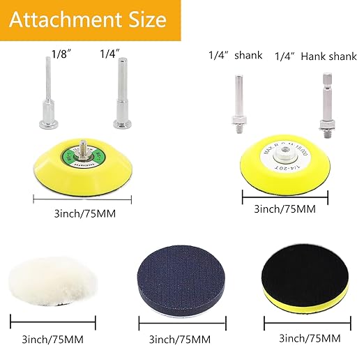 134Pcs Sandpaper 3Inch Sanding Disc Drill Polishing Kit, Wet Sanding Paper Headlight Restoration Kit, 60-10000Grit Hook & Loop Sandpaper Set for Car Wood Metal Glass Resin Expoxy