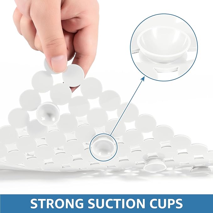 Bligli Plastic Sink Saddle, Sink Divider Mat with Strong Suction Cups, Kitchen Divided Sink Protector Mat for Glassware Dishes, Easy to Clean and No Smell, 9.5" x 12", White