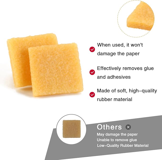 WHTCHSU 4 Pcs Glue and Residue Eraser Rubber Cement Cleaner for Removing Adhesive and Residues from Paper Plastic and More