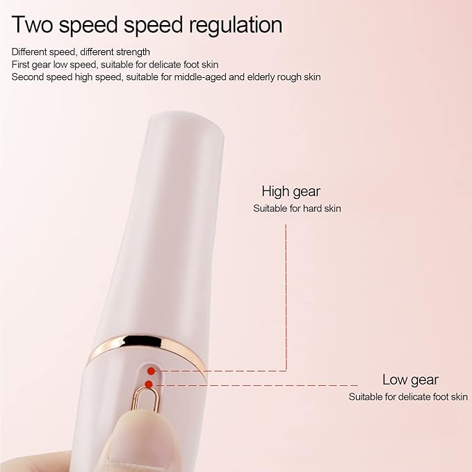 Pongnas Portable Electric Feet Callus Remover Rechargeable, Professional Foot File Scrubber Pedicure Tools with 2 Gears, Pedicure Tools kit Feet Care for Dead Skin Cracked Heels