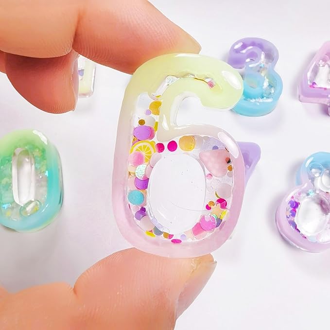 Number Resin Shaker Molds Set 0-9 Keychain Charms Pack of 22 Epoxy Silicone Trays Precision Tip Applicator Bottle Kit Bundle
