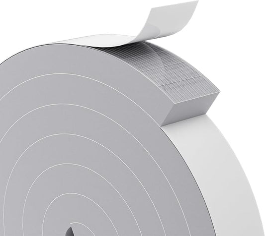 1" x 2" EVA Foam Weather Stripping Tape, 6.5FT Self-Adhesive Foam Seal Strip for Large Door & Window Gaps, Grey