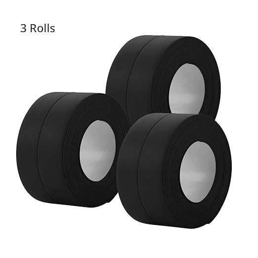 3 Rolls Caulk Tape Self Adhesive Caulk Strip Waterproof,Black Caulking Sealant Trim for Bathroom, Caulk Sealing Strip for Toilet Sink Edge Protector with Sealing Tool (10.5Ft x 1.5In)