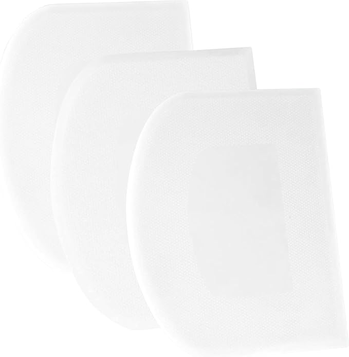SURDOCA Dough Scraper Bench Scraper - 3P 5.9x4.3" Plastic Flexible Bowl Scraper, Sharp Edge & Angles Cake Scraper. Non-Slip Bakeware Decorating Tools Sculpting & Modeling Tools - Pure White