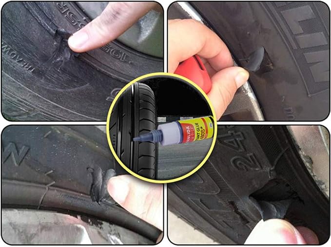 Black Tire Repair Glue Rubber Strong Adhesive Bonding for Sidewall Gash Dent Instant Super Glue for Off-Road Car Motorcycle Truck Tractor, 20g 0.7oz