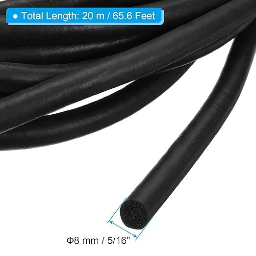 PATIKIL 5/16 Inch x 65.6 Feet Backer Rod, Foam Rope Caulk Crack Joint Filler Roll Seal Weather Strip for Home Construction, Black