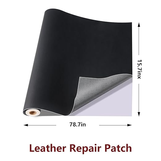 Leather Repair Tape 15.7inx78.7in Self-Adhesive | Self-Adhesive, Vinyl Patch Kit for Couch, Furniture, Sofa, Office Chair, Handbag, Black