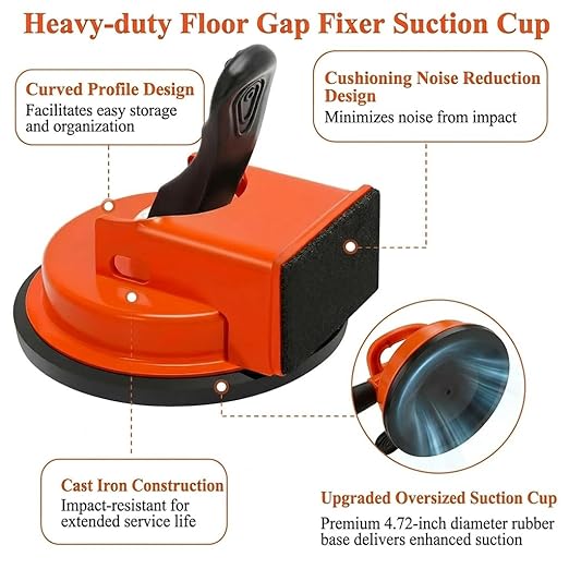 Floor Gap Fixer Tool with Rubber Hammer & 6 Reusable Adhesive Pads, Enhanced Suction Cup Floor Suction Cup Tool, Laminate FloorGap RepairTool for Laminate, Wood, Tile & Vinyl Flooring