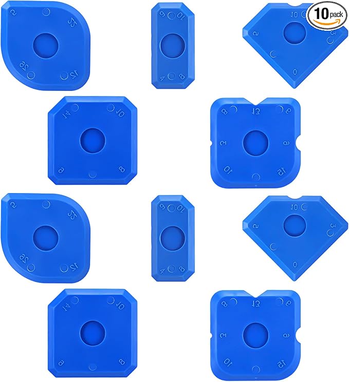 10 Pcs Silicone Caulking Tool, Caulking Tool Set with Sealant Remover & Scraper for Kitchen Bathroom Floor Window Sink Sealing (Blue)