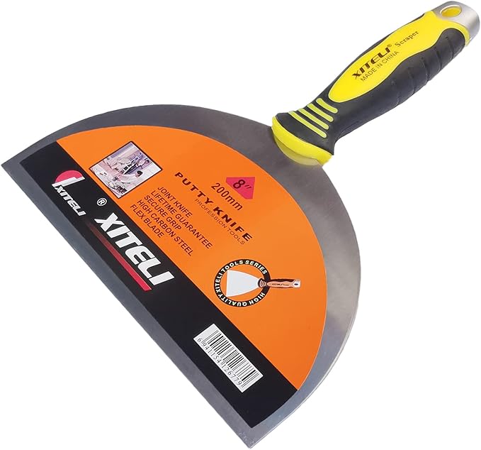 Putty Scraper 8" Stainless Steel Putty Knives with Plastic Ergonomic Handle for Taping Paint Wall Floor Tile, Metal Spackle Tools Knife,Remover for Wood, Wallpaper Scraper (8")
