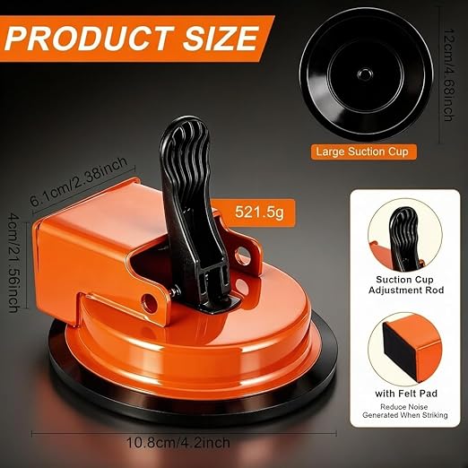 Floor Gap Fixer Tool，Heavy Duty Floor Gap Fixer Tool，Laminate Flooring Tools with Enhanced Suction Cup & Sticky Pads for Wood Floor, Tile,Laminate, Vinyl Plank, Hardwood(Orange)