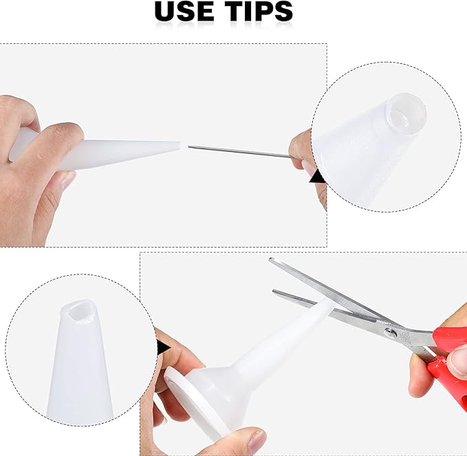 Outus 40 Pcs Caulking Nozzles Cones Nozzles Caulking Tips Replacement for Sausage Applicator Tool (White)