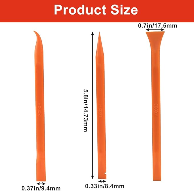 Plastic Scraper Tool 9 Pieces Non-Scratch Cleaning Kit for Tight Spaces, Remove Stickers Labels Oil Stains Food Dirt(Orange)