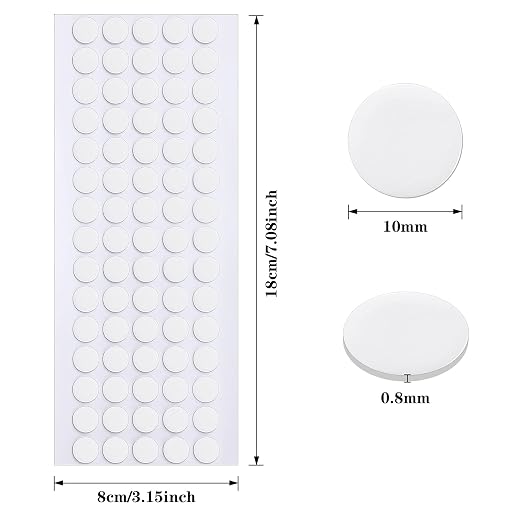 JANYUN 225 Pieces Double Sided Sticky Dot Stickers Removable Round Putty Clear Sticky Tack No Trace Super Sticky Putty Waterproof Small Stickers for Wall Wood Ceramic Metal Plastic (10mm)